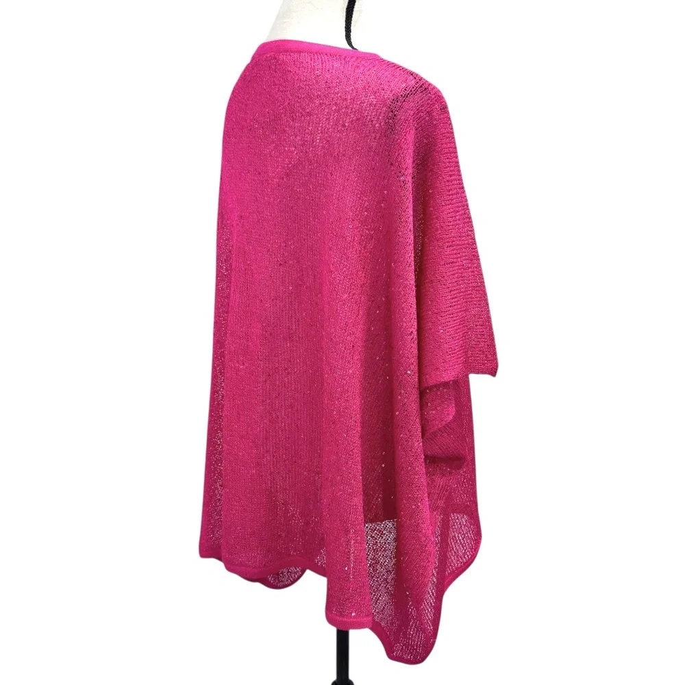 BOSTON PROPER BRIGHT PINK SEQUINS BOXY GLITZ AND GLAMOUR SWEATER  - NWT